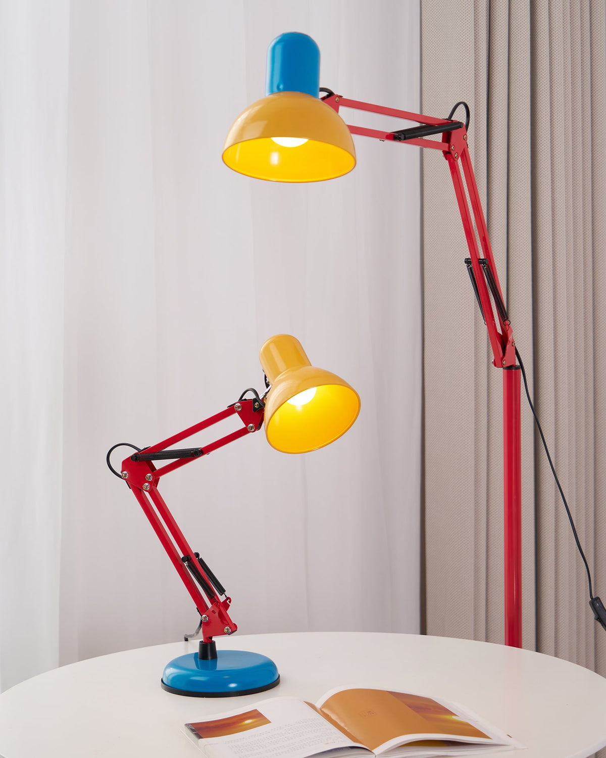 Primo | Memphis Style Adjustable Arm Table Lamp with Color Block Design for Desk Reading