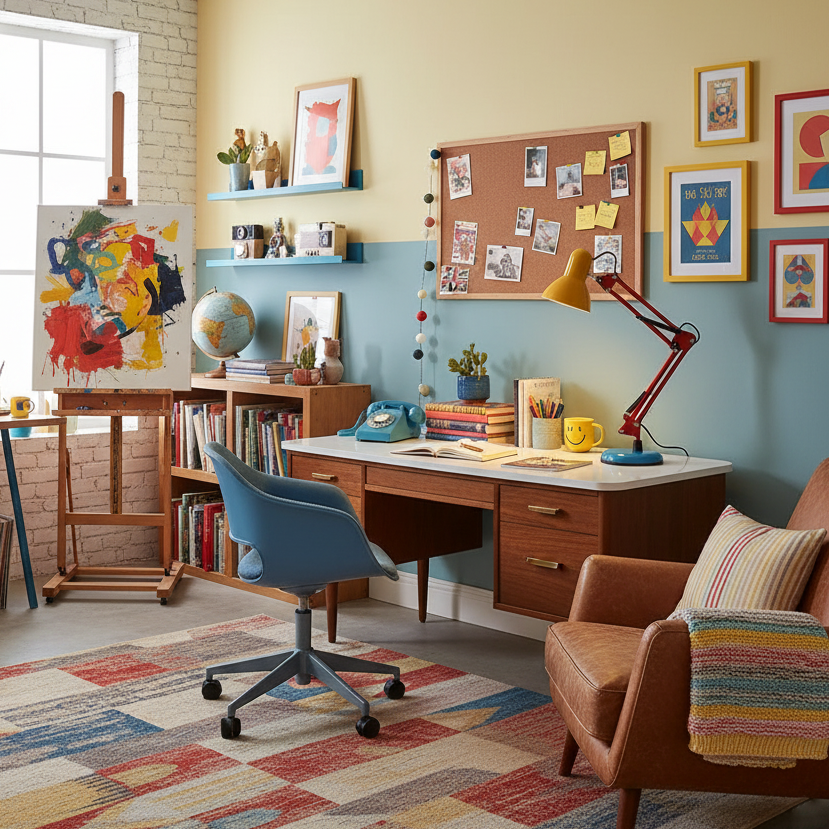 Primo | Memphis Style Adjustable Arm Table Lamp with Color Block Design for Desk Reading