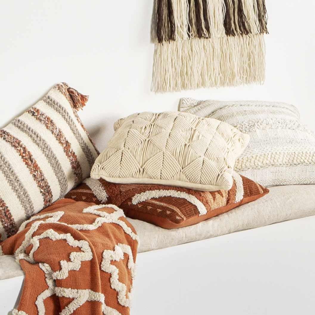 Reeves Orange Diamond Textured Throw Pillow-2