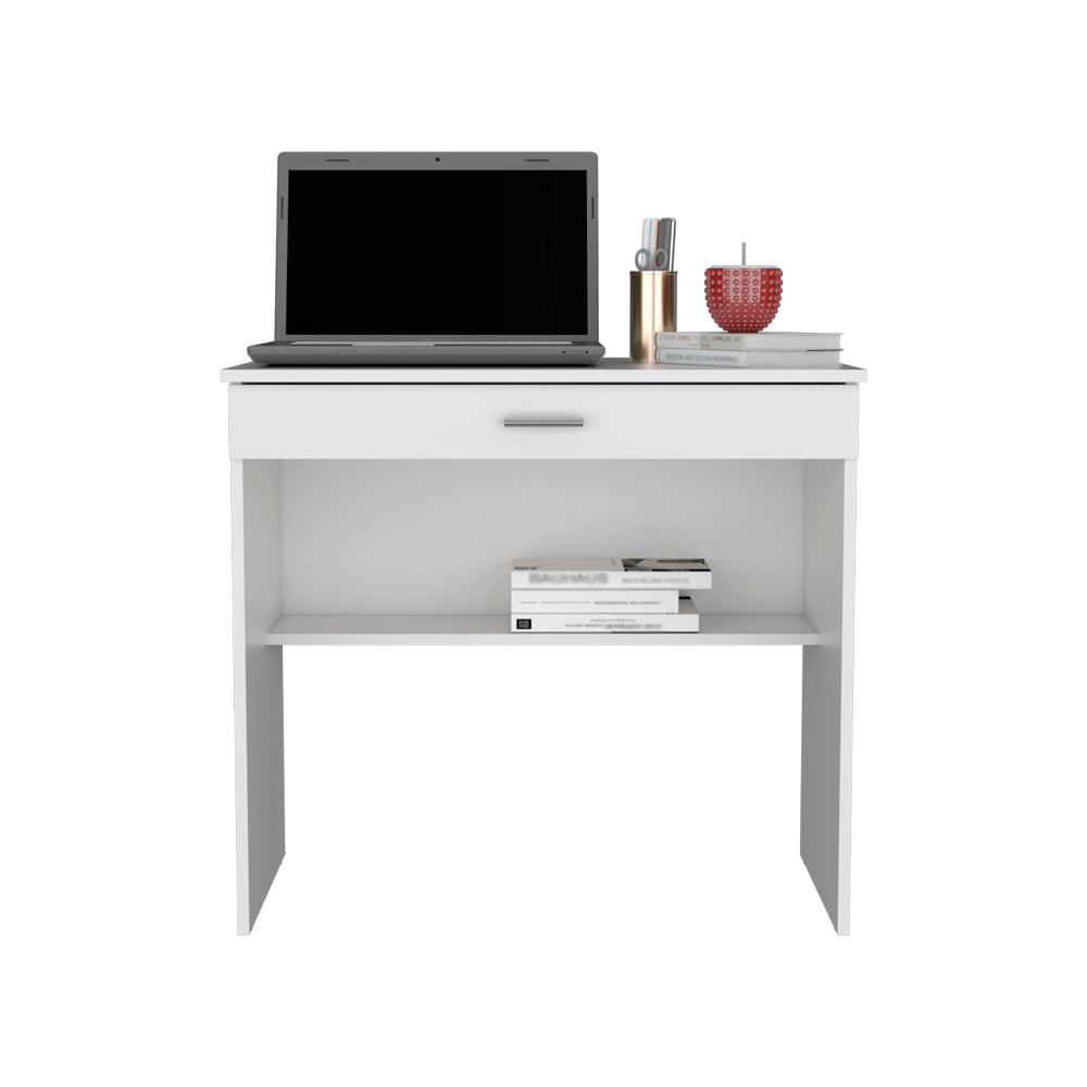 Desk Eden, One Open Shelf, One Drawer, White Finish-4