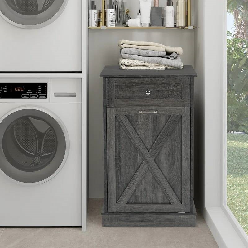 Odor Seal Trash Can Cabinet in Grey Finish - Accommodates 10-Gallon Trash Bin-3