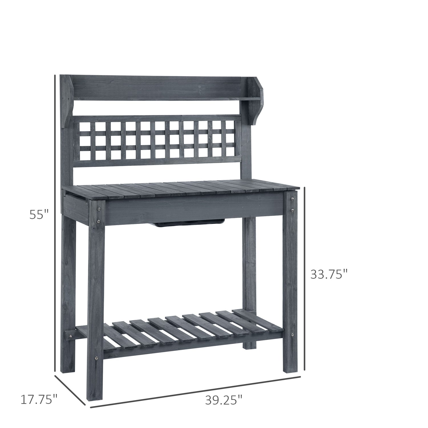 Outdoor Grey Wood Potting Bench Expandable Top with Food Grade Plastic Sink-2