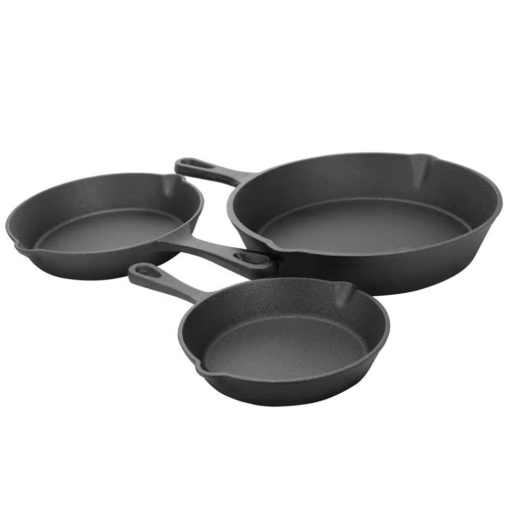 3-Piece Cast Iron Cookware Set with 8-inch 6-inch and 10-inch Skillet Frying Pan-1