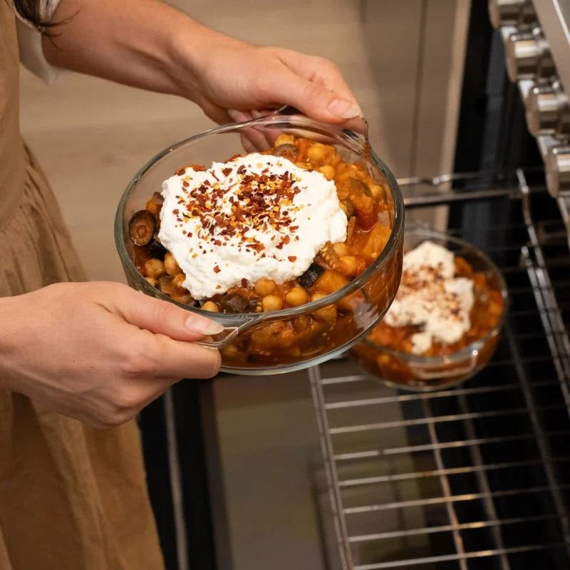 Set of 2 - 1-Quart Glass Dutch Oven Casserole Bakeware Baking Dishes with Lids-3