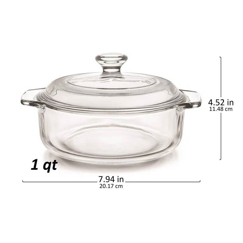Set of 2 - 1-Quart Glass Dutch Oven Casserole Bakeware Baking Dishes with Lids-4