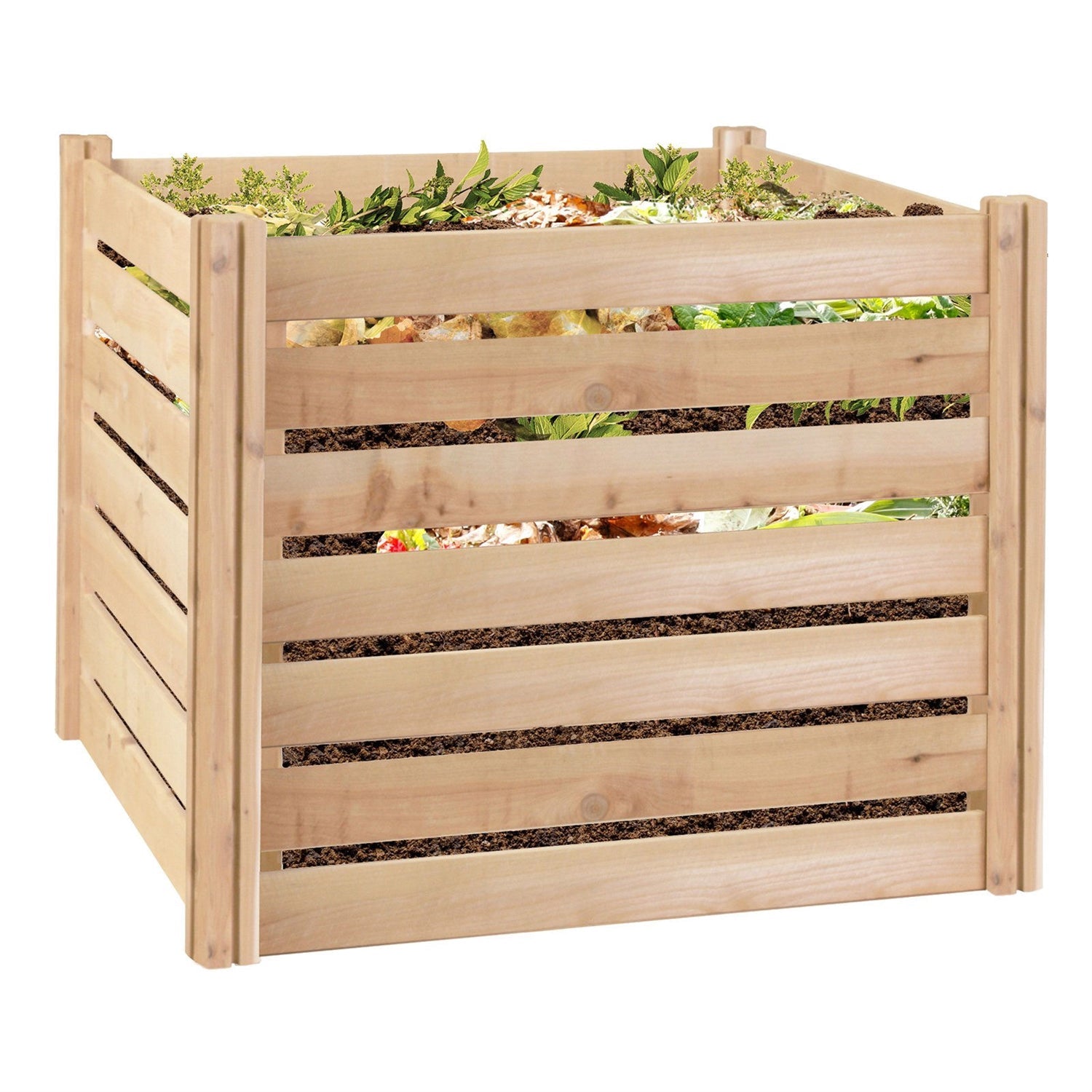 Outdoor 174-Gallon Wooden Compost Bin made from Eco-Friendly Cedar Wood-1