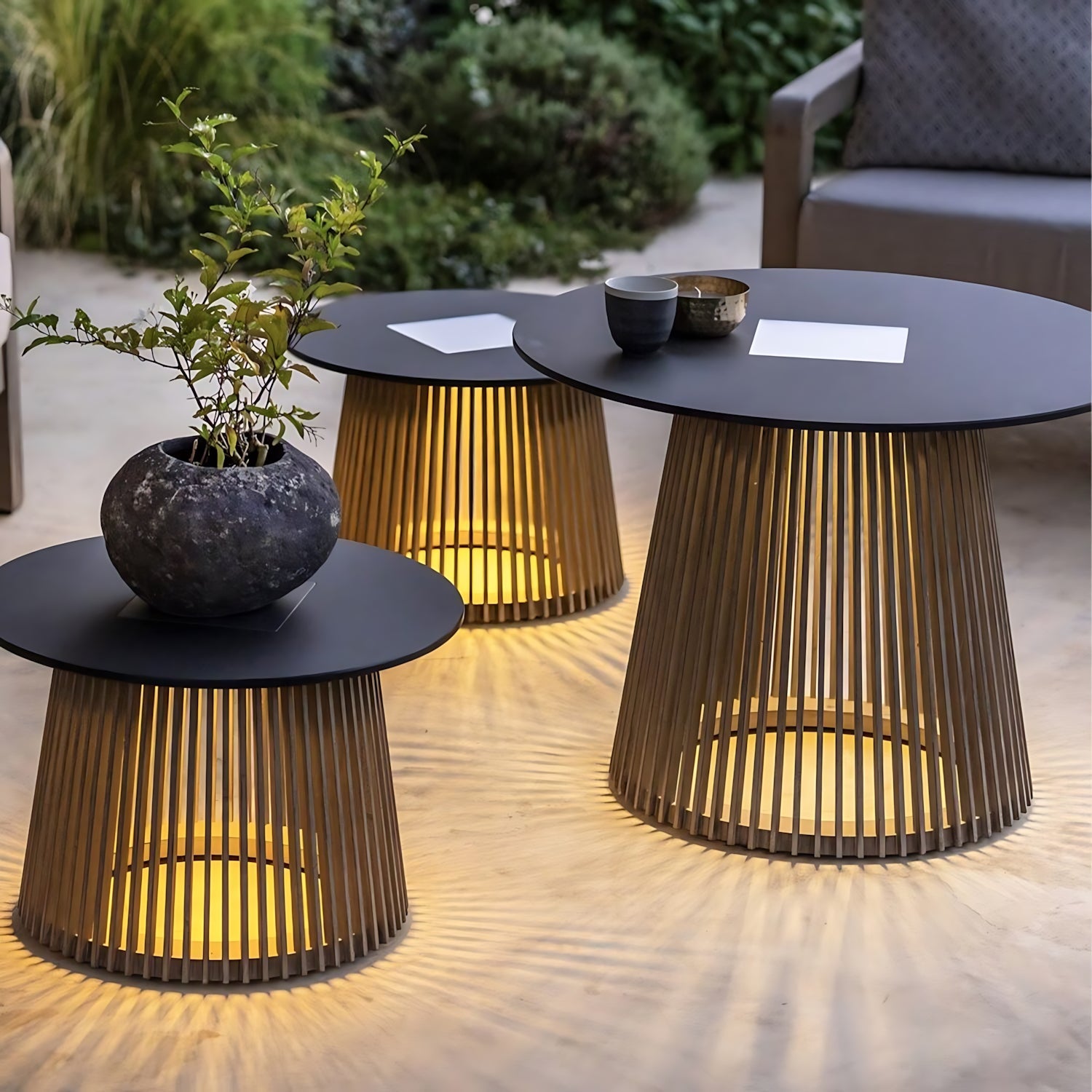 Outdoor Table With Solar Lights-4