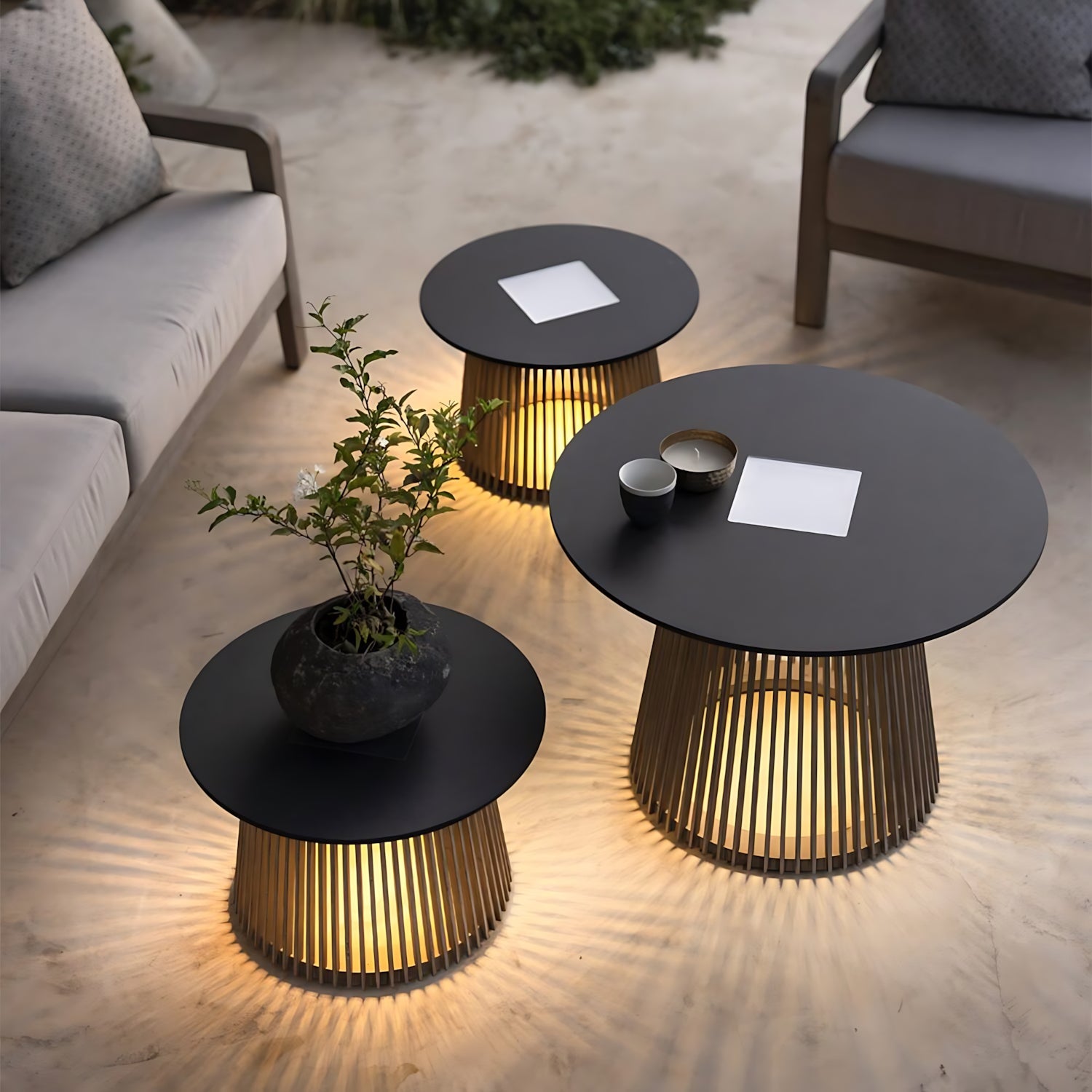 Outdoor Table With Solar Lights-2