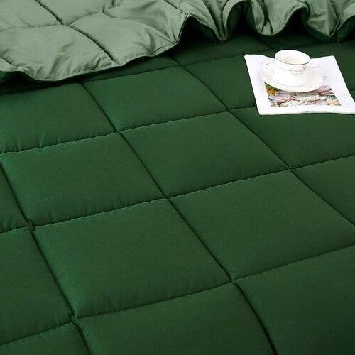Full/Queen Traditional Microfiber Reversible 3 Piece Comforter Set in Green-2