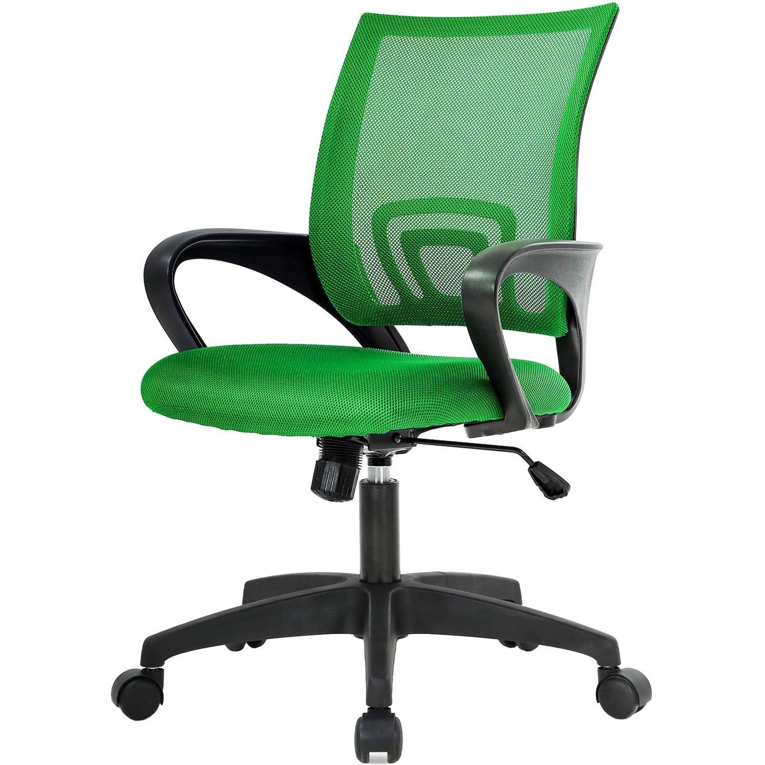 Green Modern Mid-Back Ergonomic Mesh Office Desk Chair with Armrest on Wheels-0