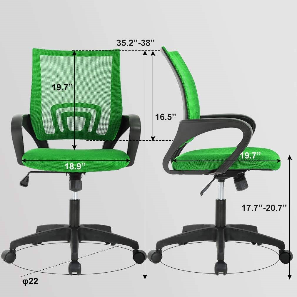 Green Modern Mid-Back Ergonomic Mesh Office Desk Chair with Armrest on Wheels-3