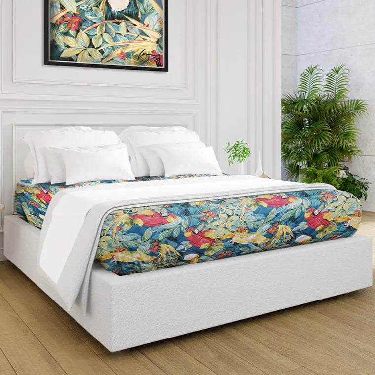 Quilted Tropical Print Bedspread 2 PK-1