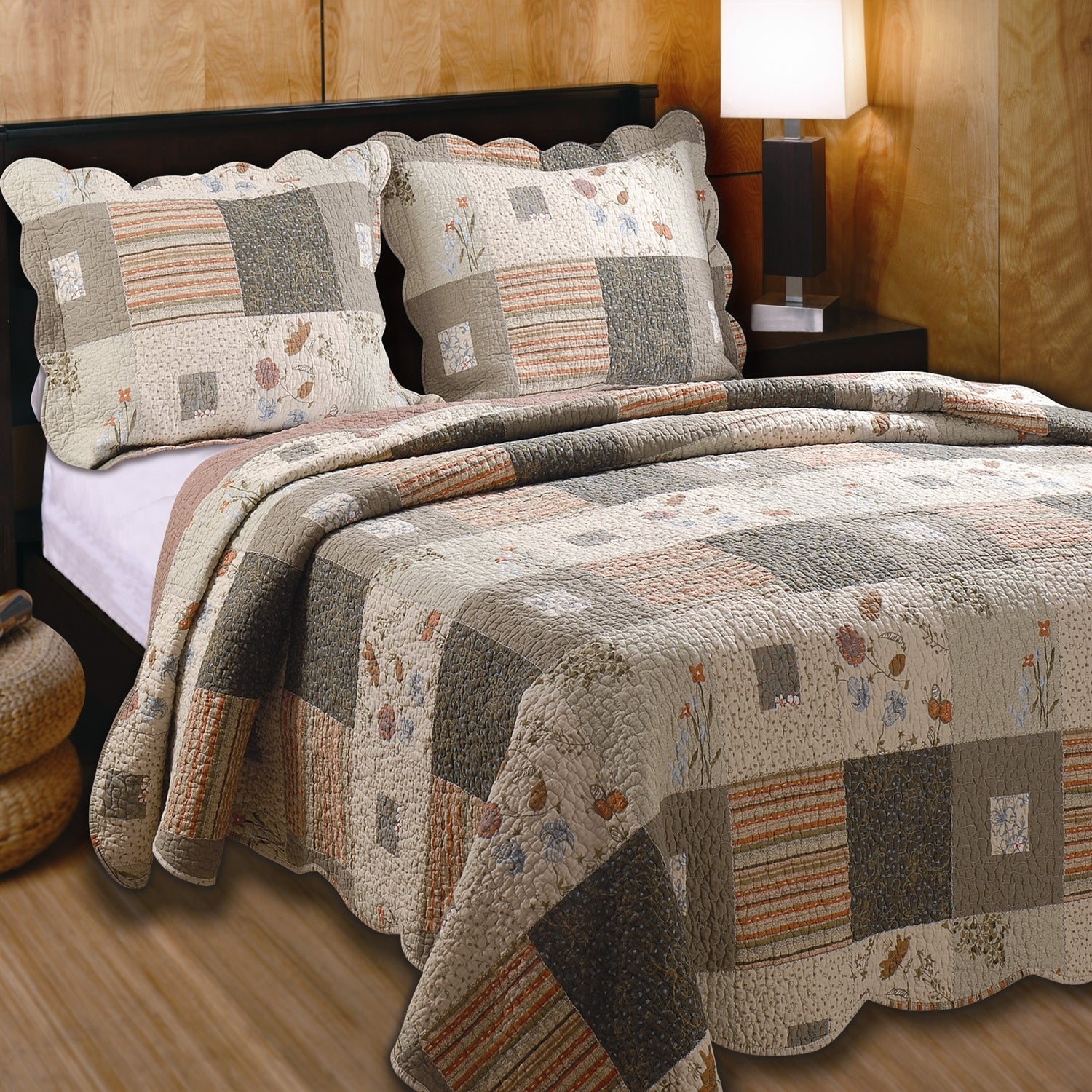 King size Southwest Floral Quilt Set with Shams 100% Cotton-0