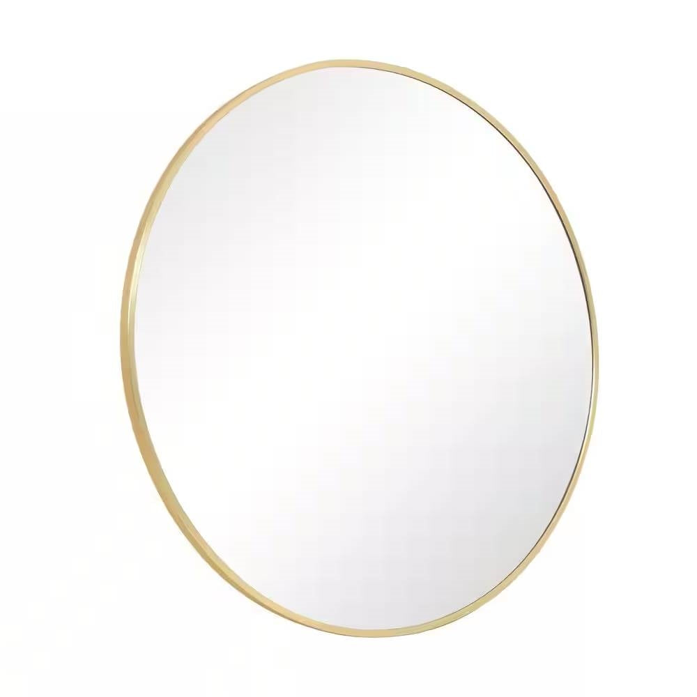 Round 30-inch Circular Bathroom Wall Mirror with Gold Frame-3