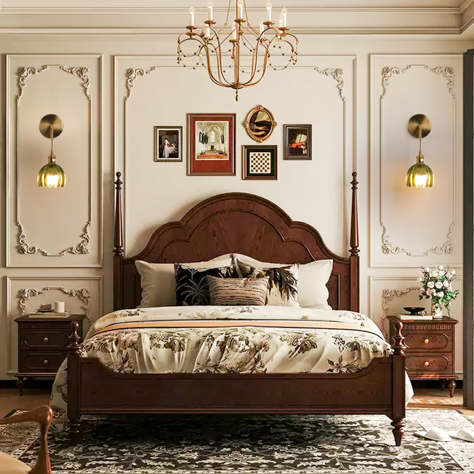 2-Pack Vintage Cordless Glass Wall Lamp with  Rechargeable Light Bulbs-2