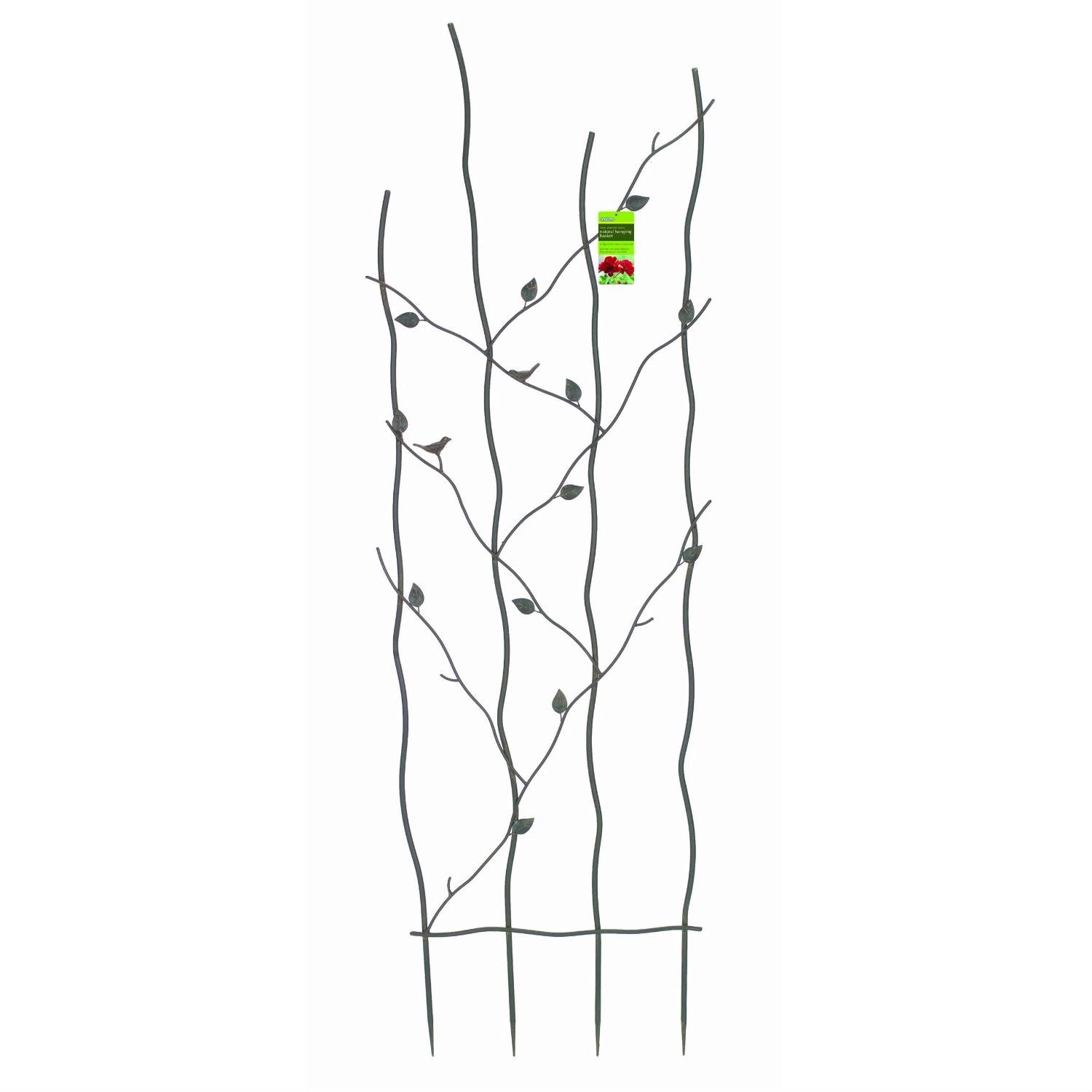 60-inch High Metal Garden Trellis with Climbing Vine Leaf Design-0