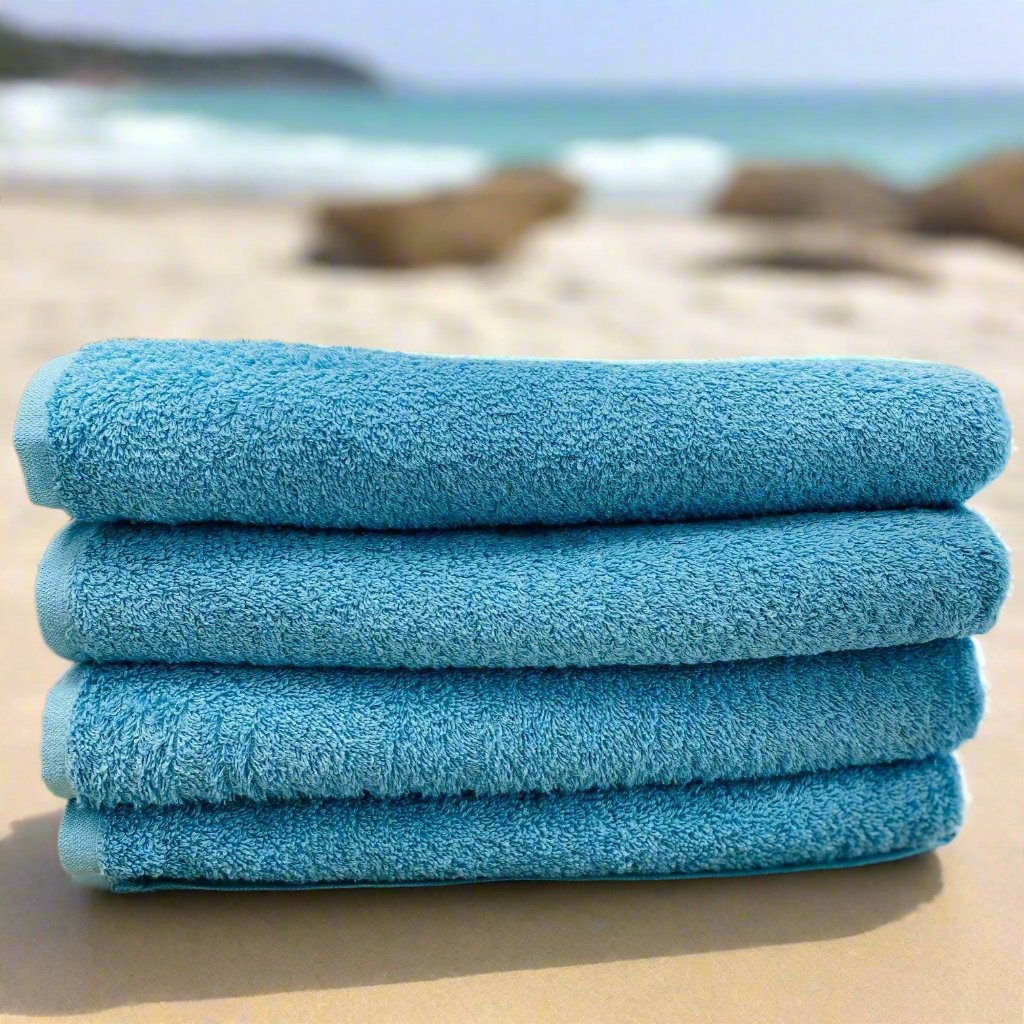 Aqua Blue Beach Towels in size 27"X54" Vat Dyed 6 PK-0