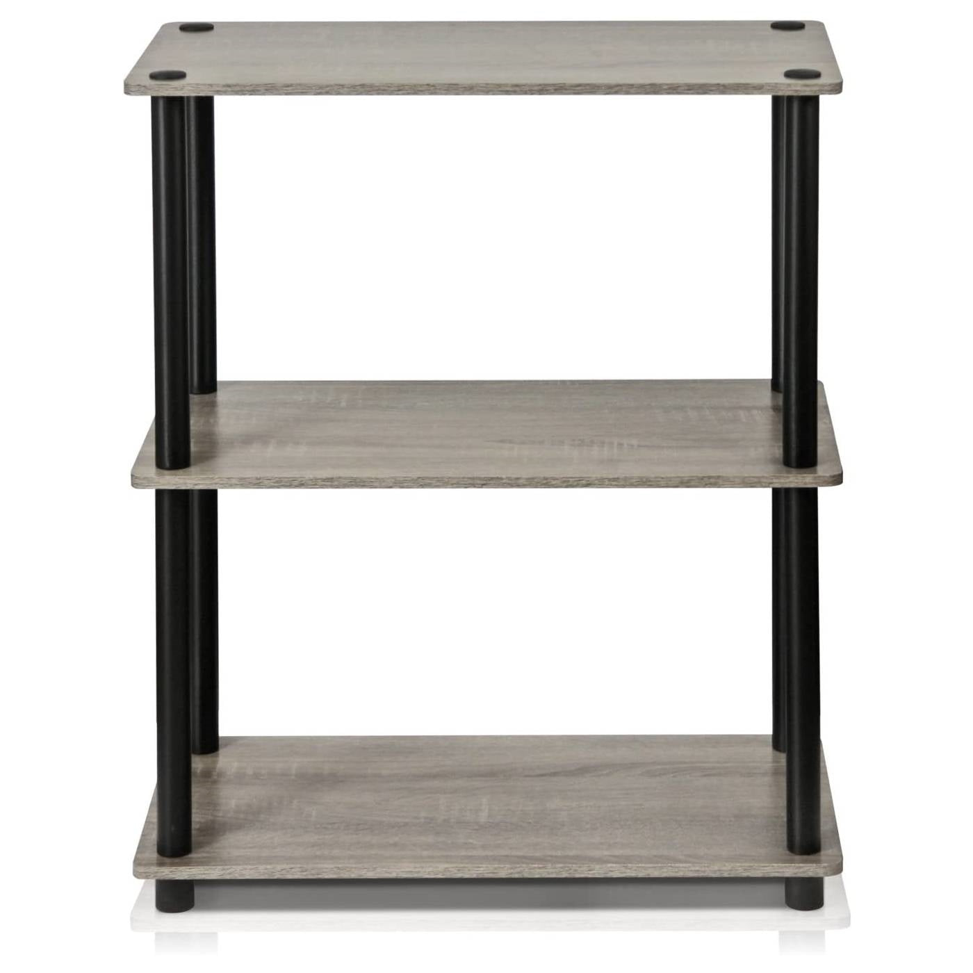 Gray Oak and Black Finish 3-Tier Bookcase-2