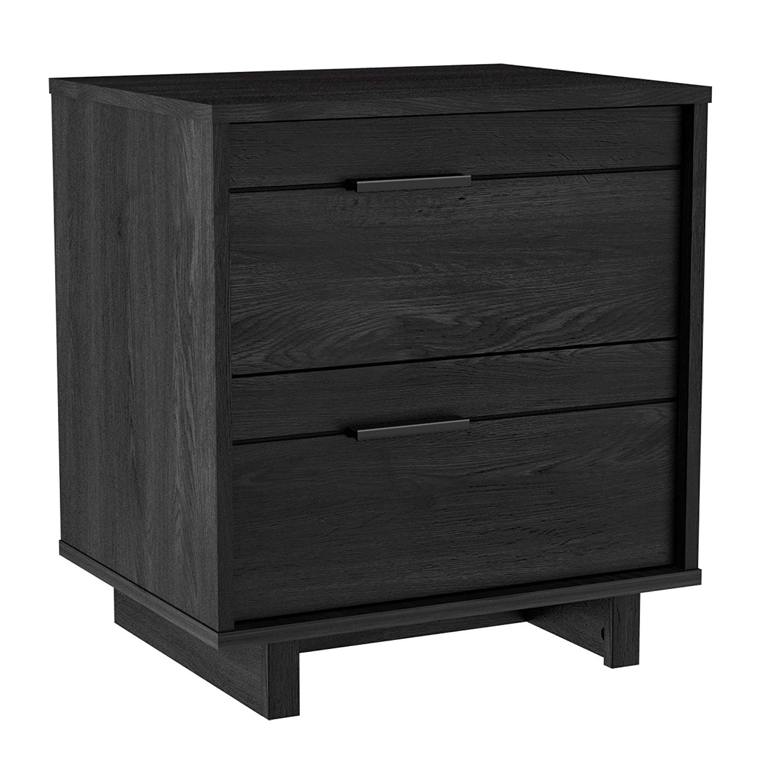 Modern Bedroom Nightstand in Grey Black Wood Finish-0