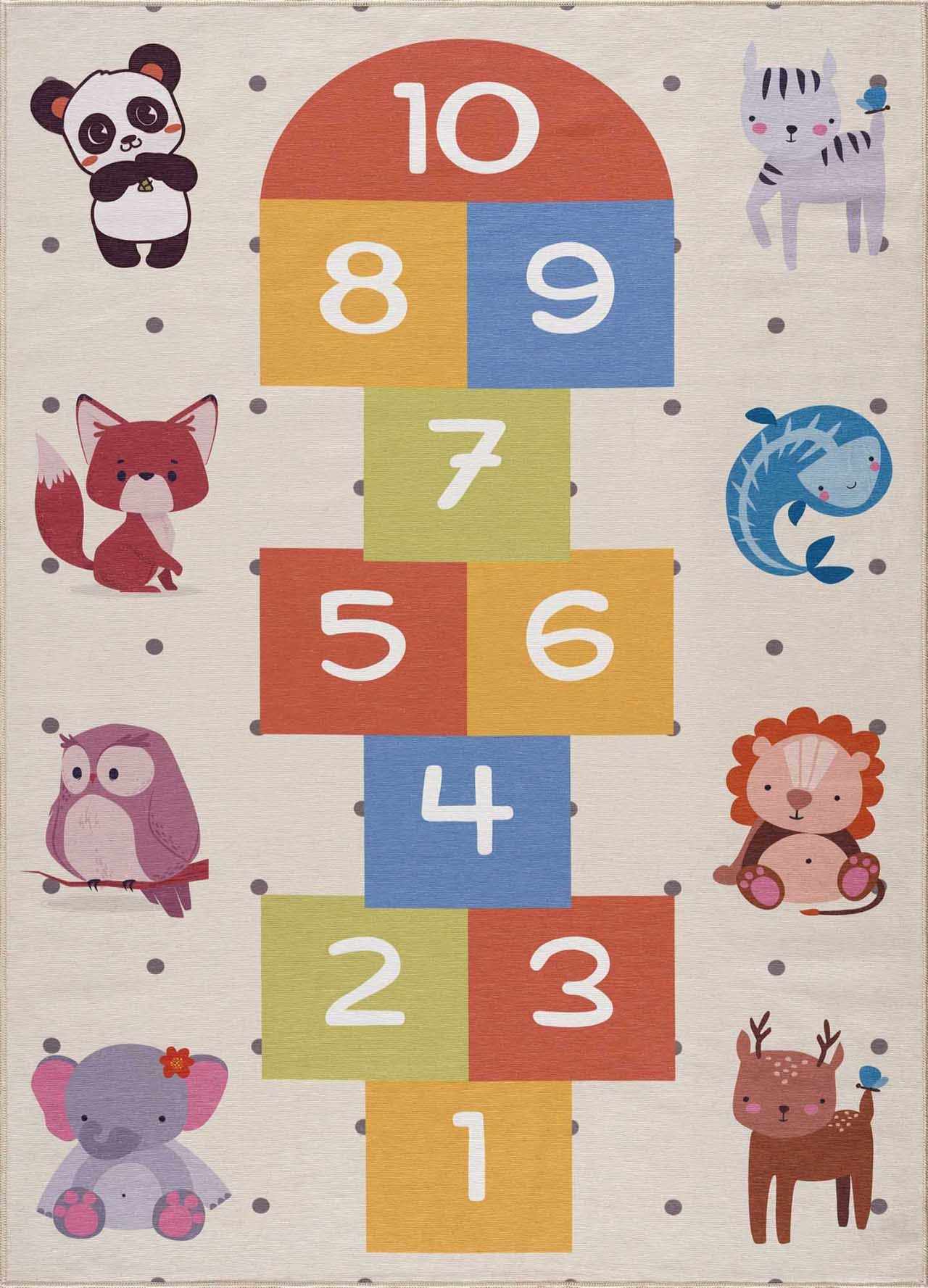 Colorful Hopscotch Washable Kids Rug-1