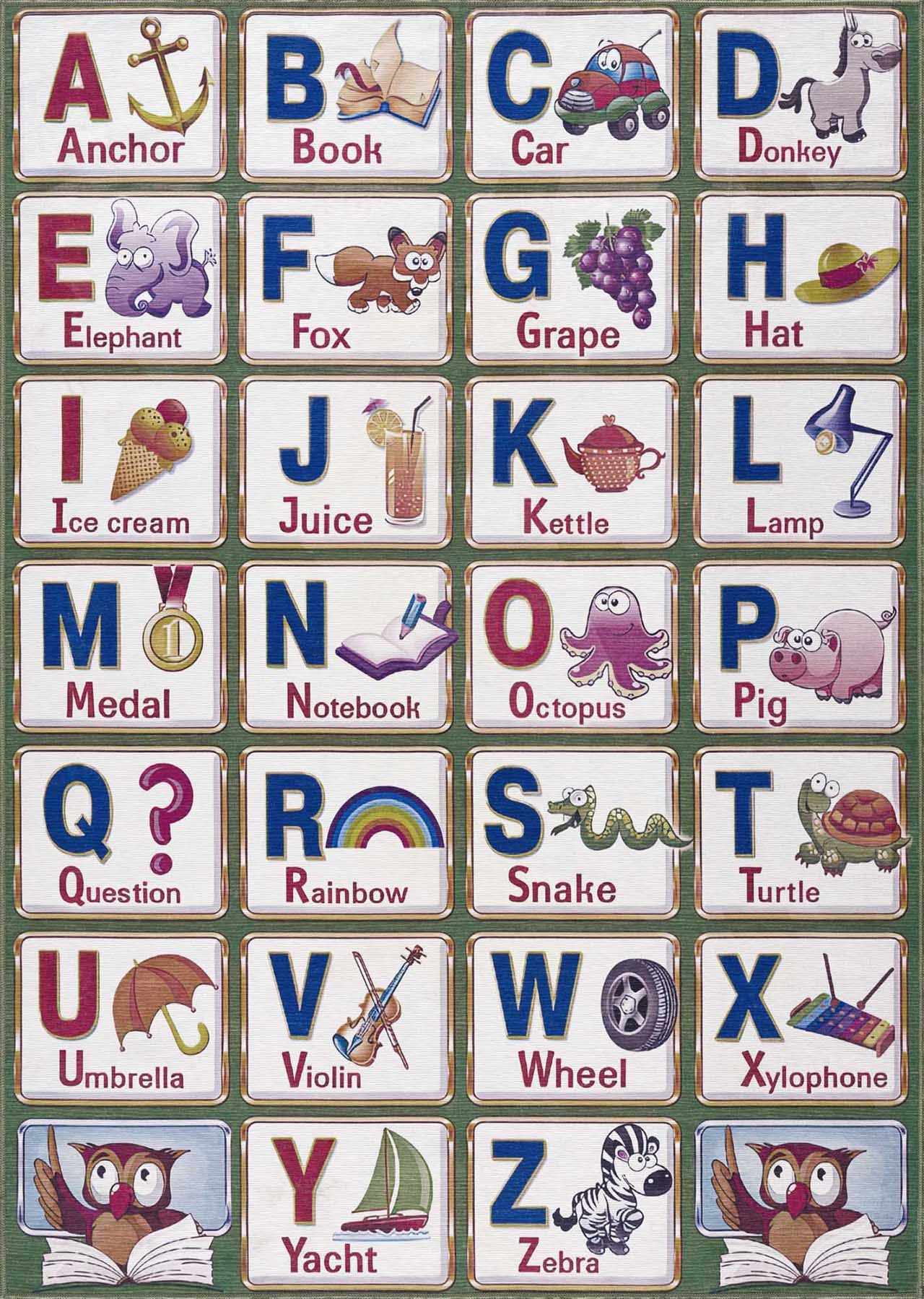 Osric Colorful Alphabet Washable Kids Rug - Clearance-1