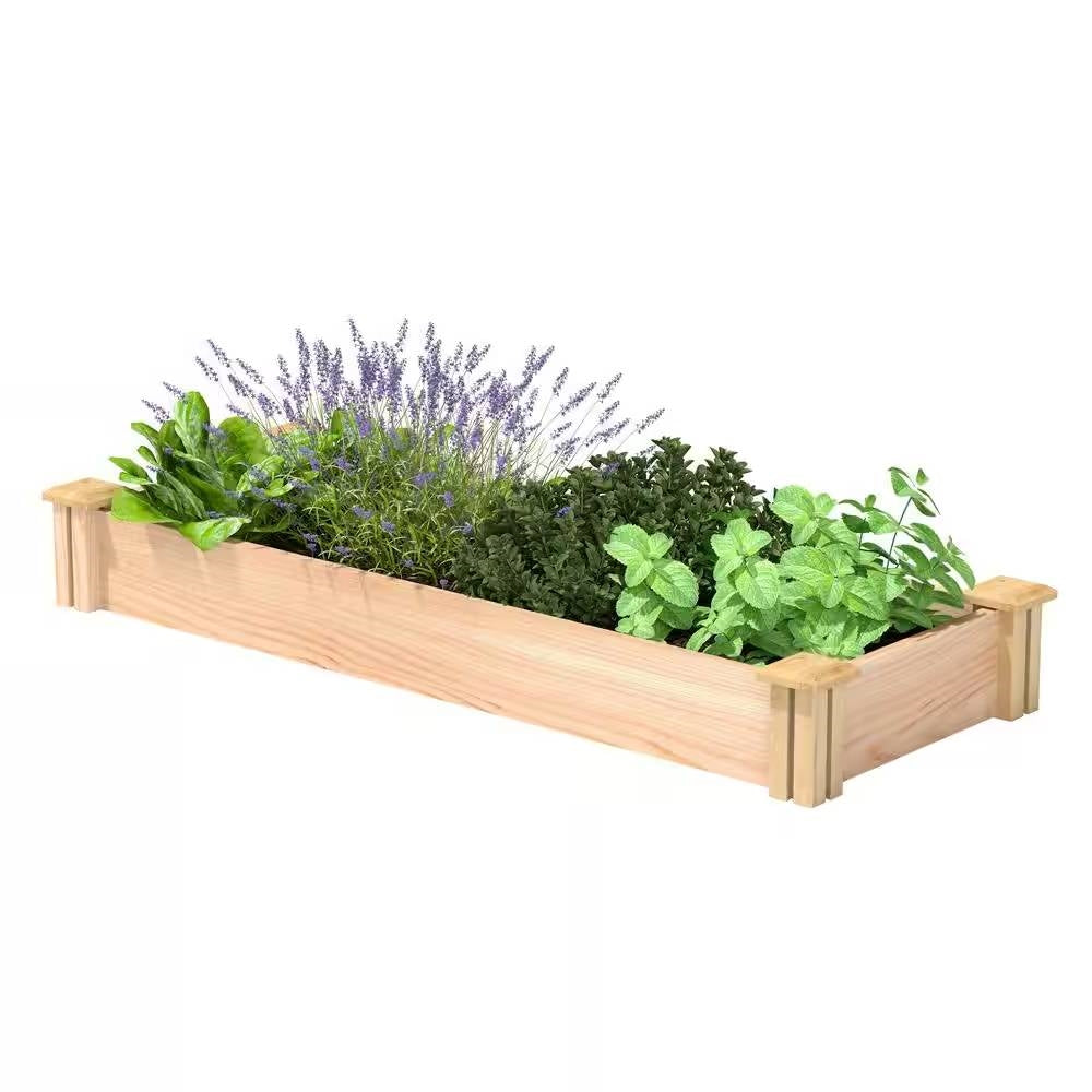 Unfinished Cedar Wood Raised Garden Bed Planter 4-ft x 16-inch - Made in USA-0