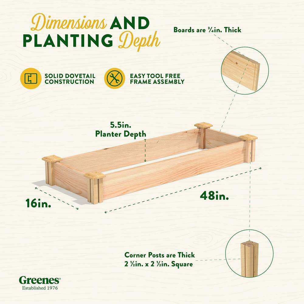 Unfinished Cedar Wood Raised Garden Bed Planter 4-ft x 16-inch - Made in USA-1