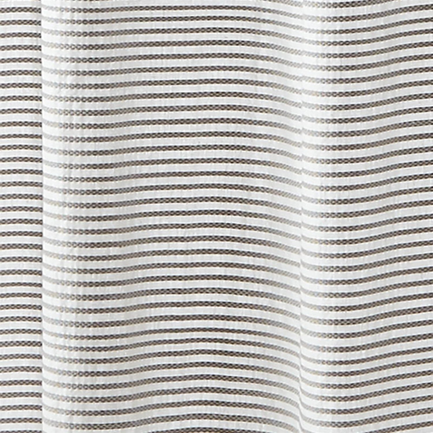 72-inch Grey and White Stripes Cotton Shower Curtain with Tassels