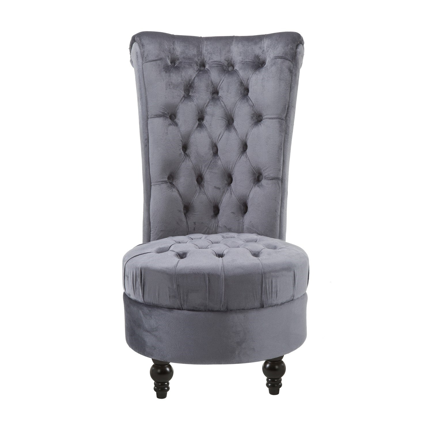 Gray Tufted High Back Plush Velvet Upholstered Accent Low Profile Chair-1