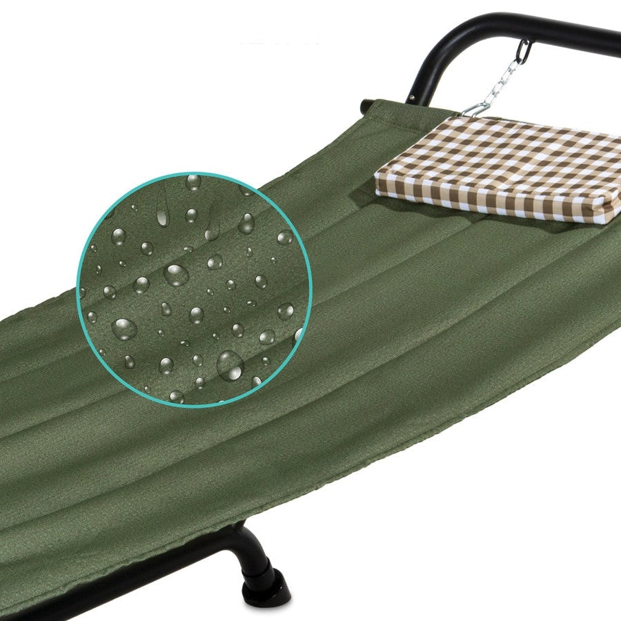 Green Waterproof Patio Hammock w/ Stand Pillow Storage Pockets-1