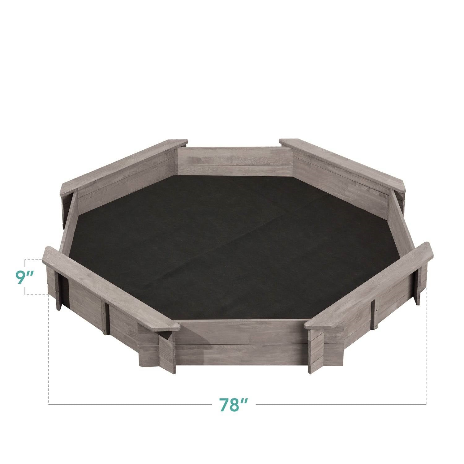 Outdoor Kid's Octagonal Sandbox in Grey Wood Finish