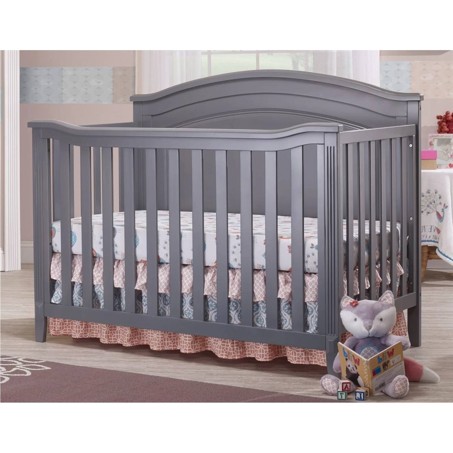 SF Home Solid Wood Convertible Crib in Grey - Toddler Bed Sold Separately-2