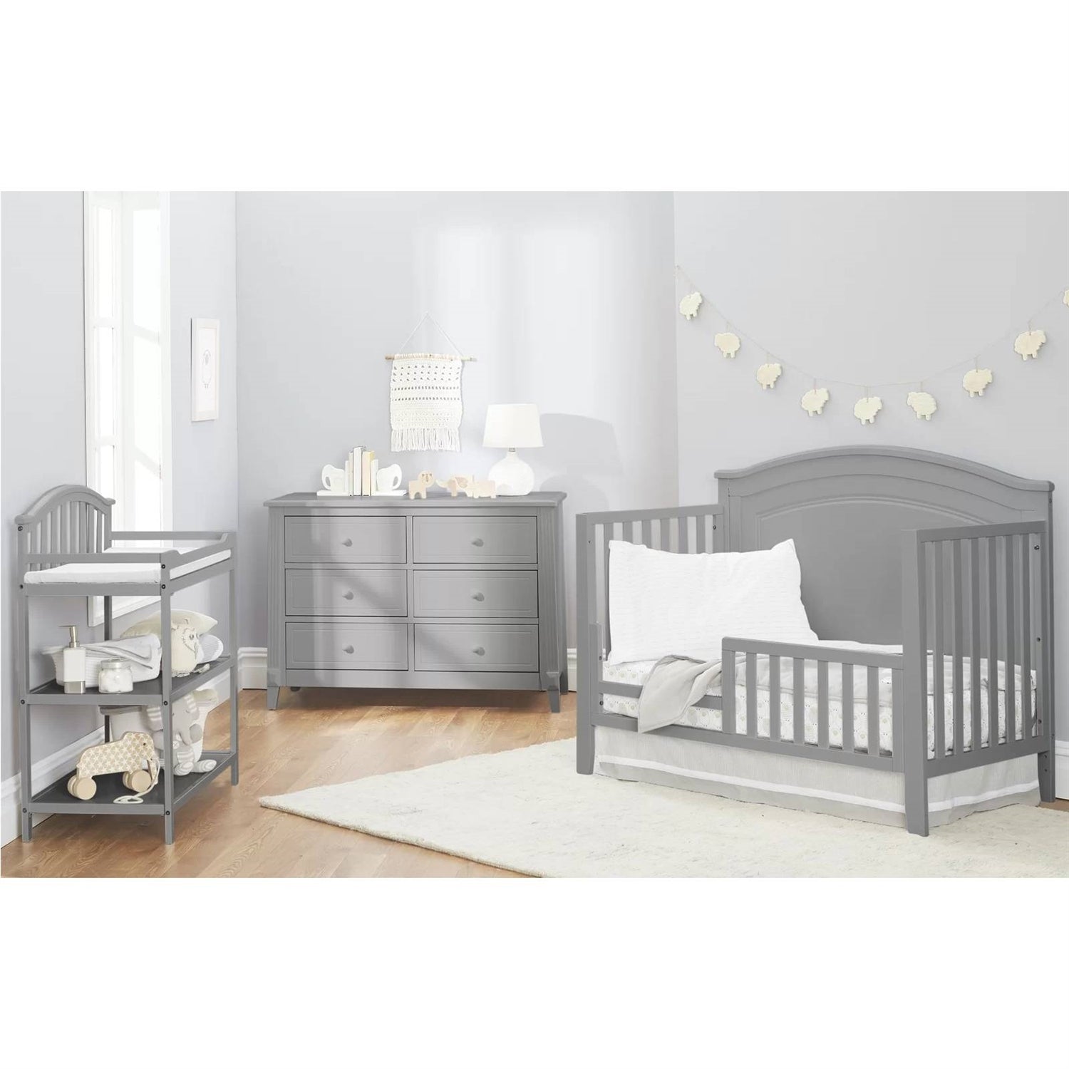 SF Home Solid Wood Convertible Crib in Grey - Toddler Bed Sold Separately-3