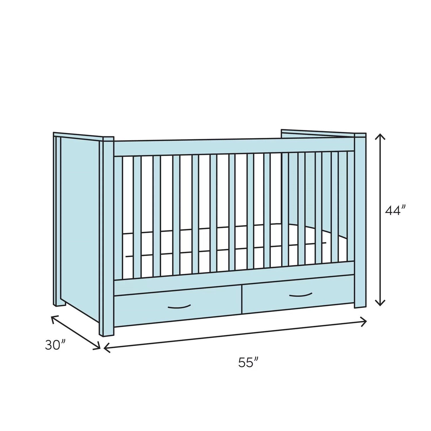 SF Home Solid Wood Convertible Crib in Grey - Toddler Bed Sold Separately-4