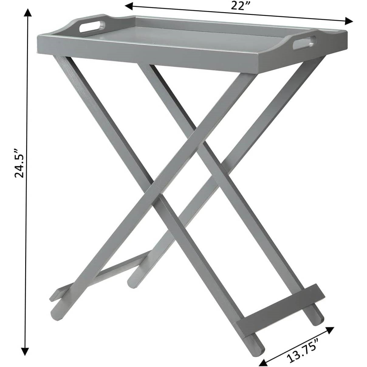 Folding TV Tray Bedside Table in Grey Wood Finish-3