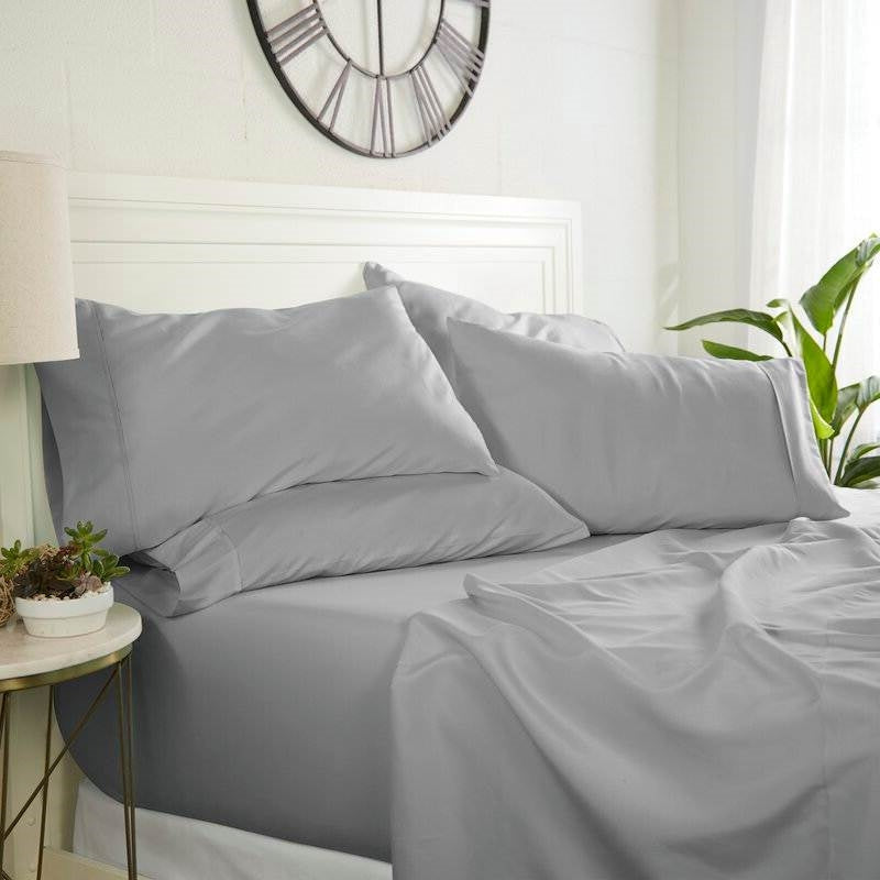 Full size Grey 6 Piece Wrinkle Resistant Microfiber Polyester Sheet Set-1