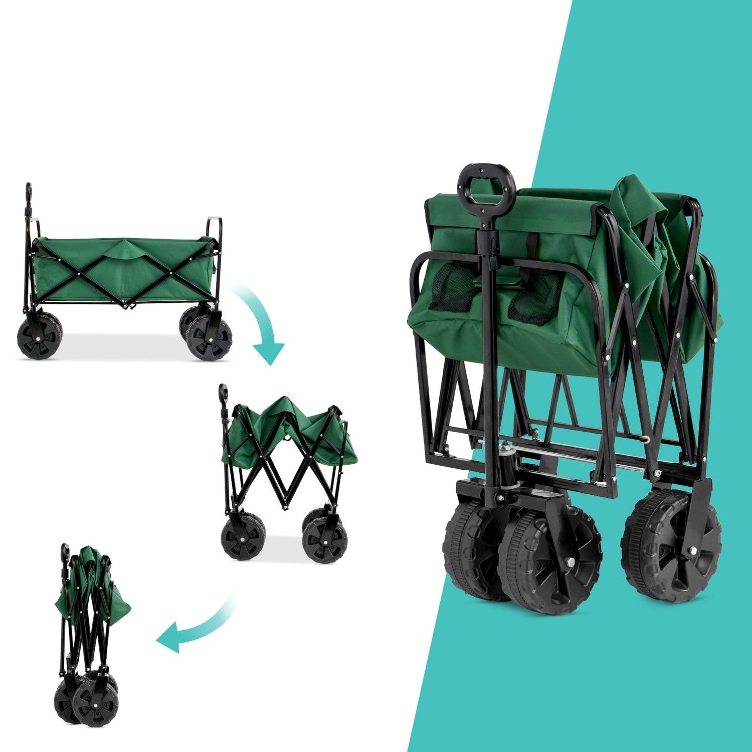 Green Heavy Duty Collapsible Multipurpose Indoor/Outdoor Utility Garden Cart-3