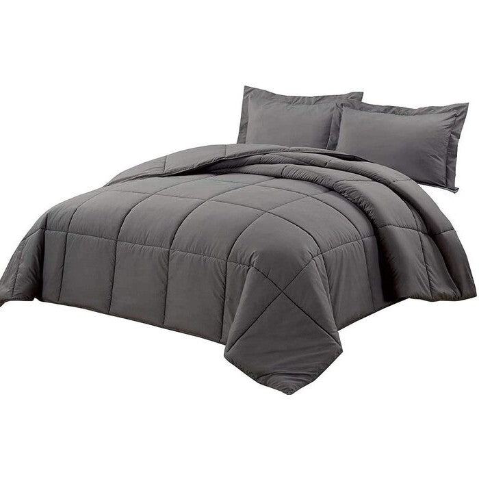 King Size Reversible Microfiber Down Alternative Comforter Set in Grey-2