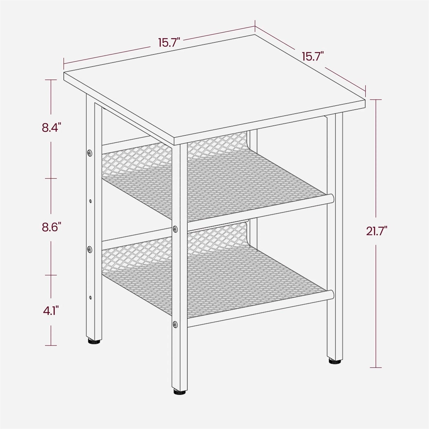 Modern Industrial Side Table Nightstand in Black Metal with Grey Beige Wood Top-4