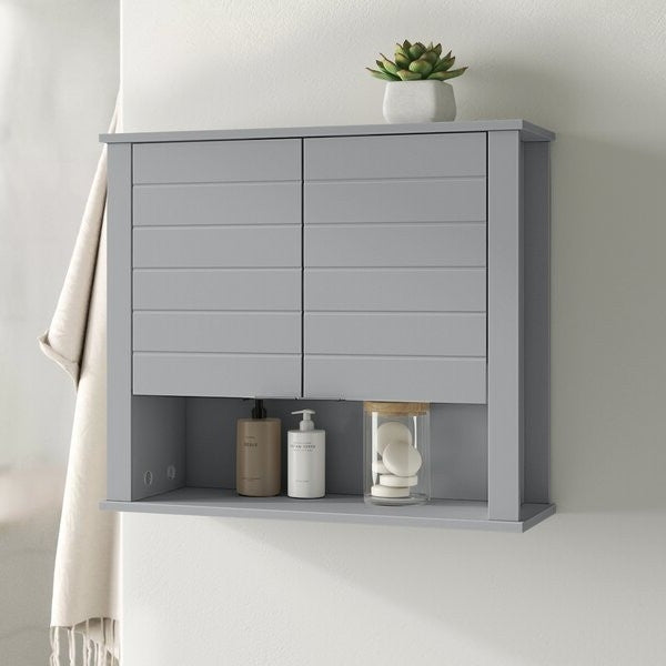 Gray 2 Door Wall Mounted Bathroom Storage Cabinet-1