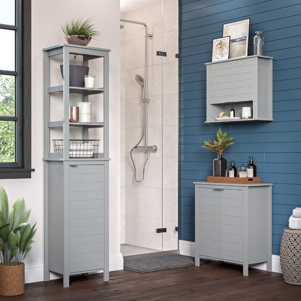 Gray 2 Door Wall Mounted Bathroom Storage Cabinet-2