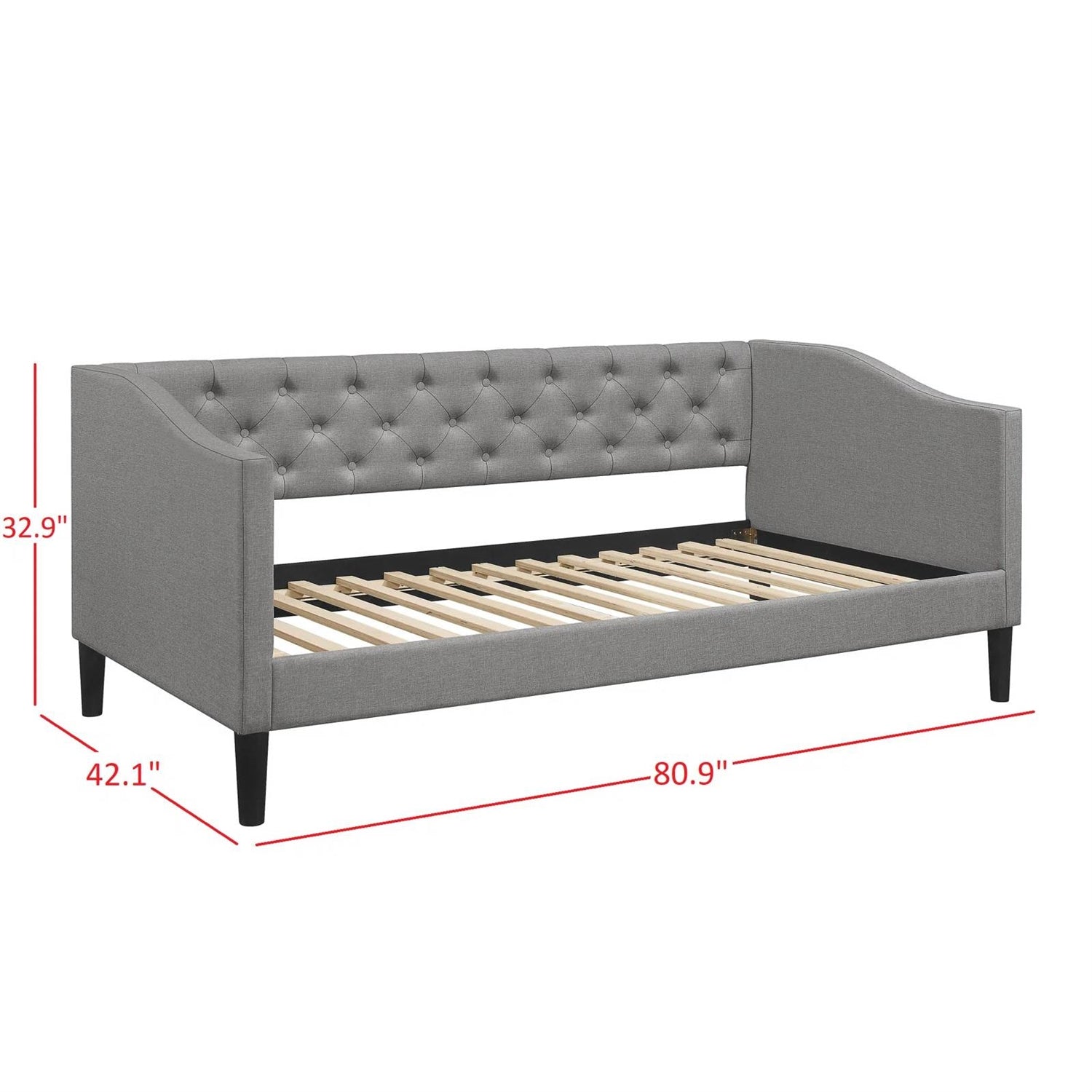 Twin size Modern Grey Fabric Upholstered Button-Tufted Daybed-4