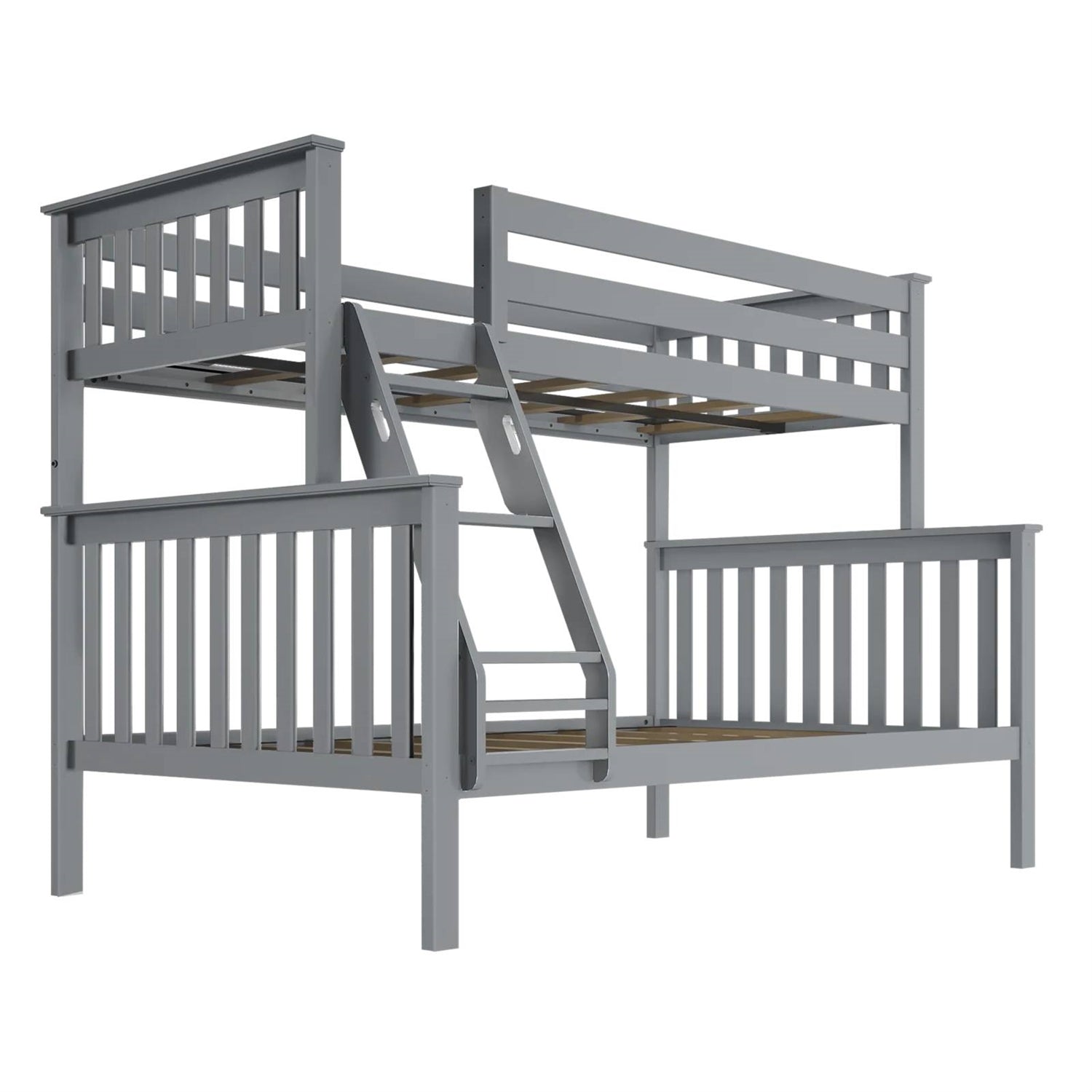 Twin over Full size Solid Wood Bunk Bed in Grey Finish-2