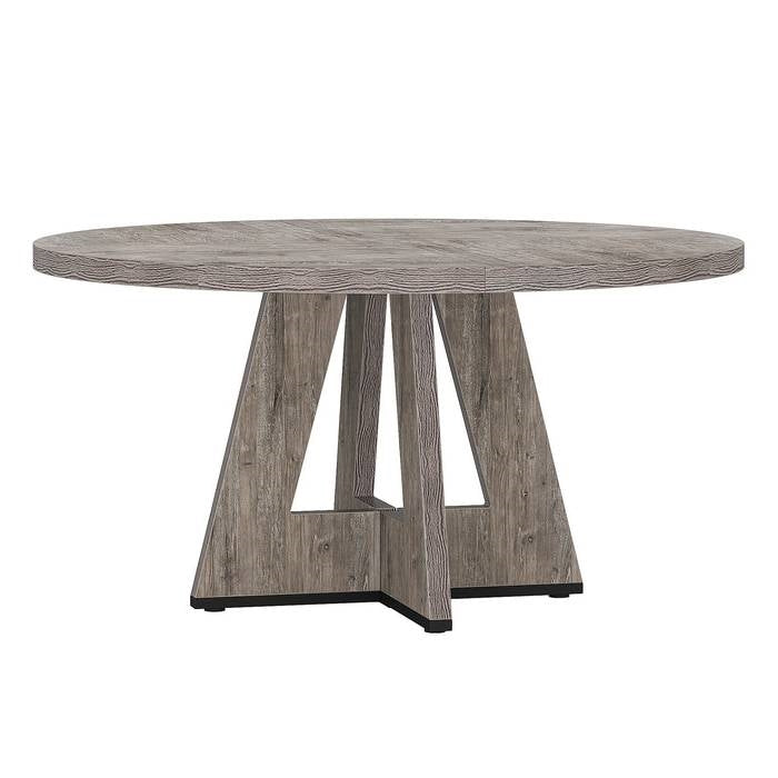 Modern Kitchen 4-Person Circular Dining Table in Grey Wood Finish-1