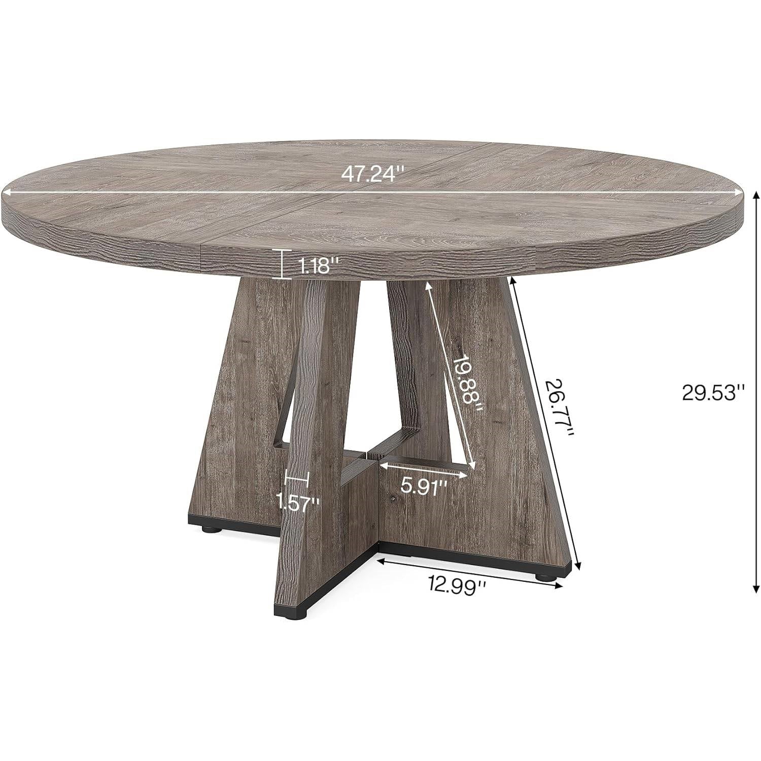 Modern Kitchen 4-Person Circular Dining Table in Grey Wood Finish-4