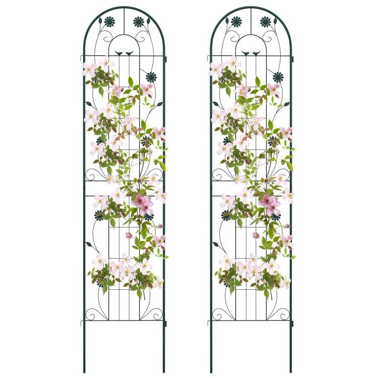 2 Pack - 7-ft Galvanized Steel Outdoor Garden Trellis in Green Metal Finish-0