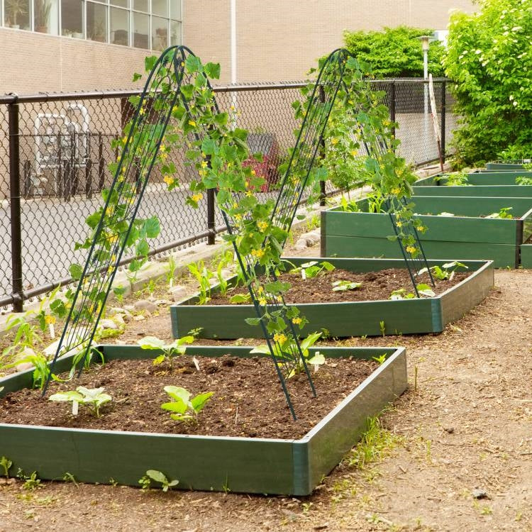 2 Pack - 7-ft Galvanized Steel Outdoor Garden Trellis in Green Metal Finish-1