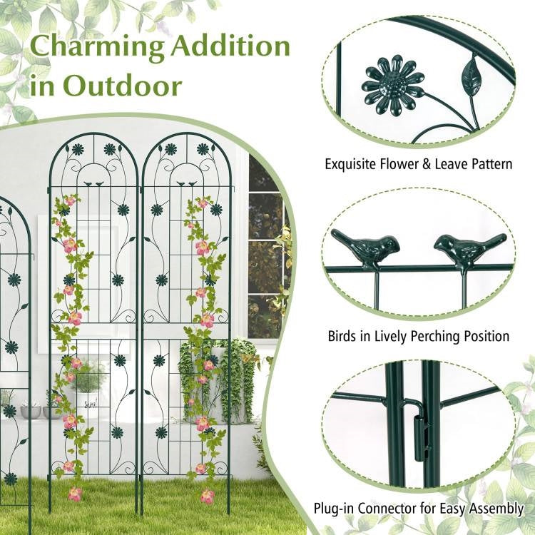 2 Pack - 7-ft Galvanized Steel Outdoor Garden Trellis in Green Metal Finish-2