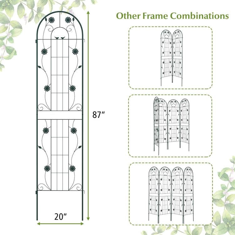 2 Pack - 7-ft Galvanized Steel Outdoor Garden Trellis in Green Metal Finish-4