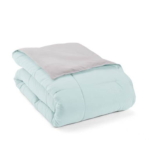 Full/Queen size 3-Piece Microfiber Reversible Comforter Set Aqua Blue and Grey-3